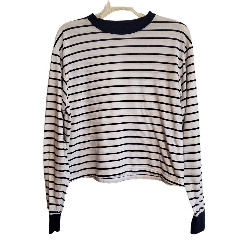 Brandy Melville Nautical Blue and White Long Sleeve Blouse
